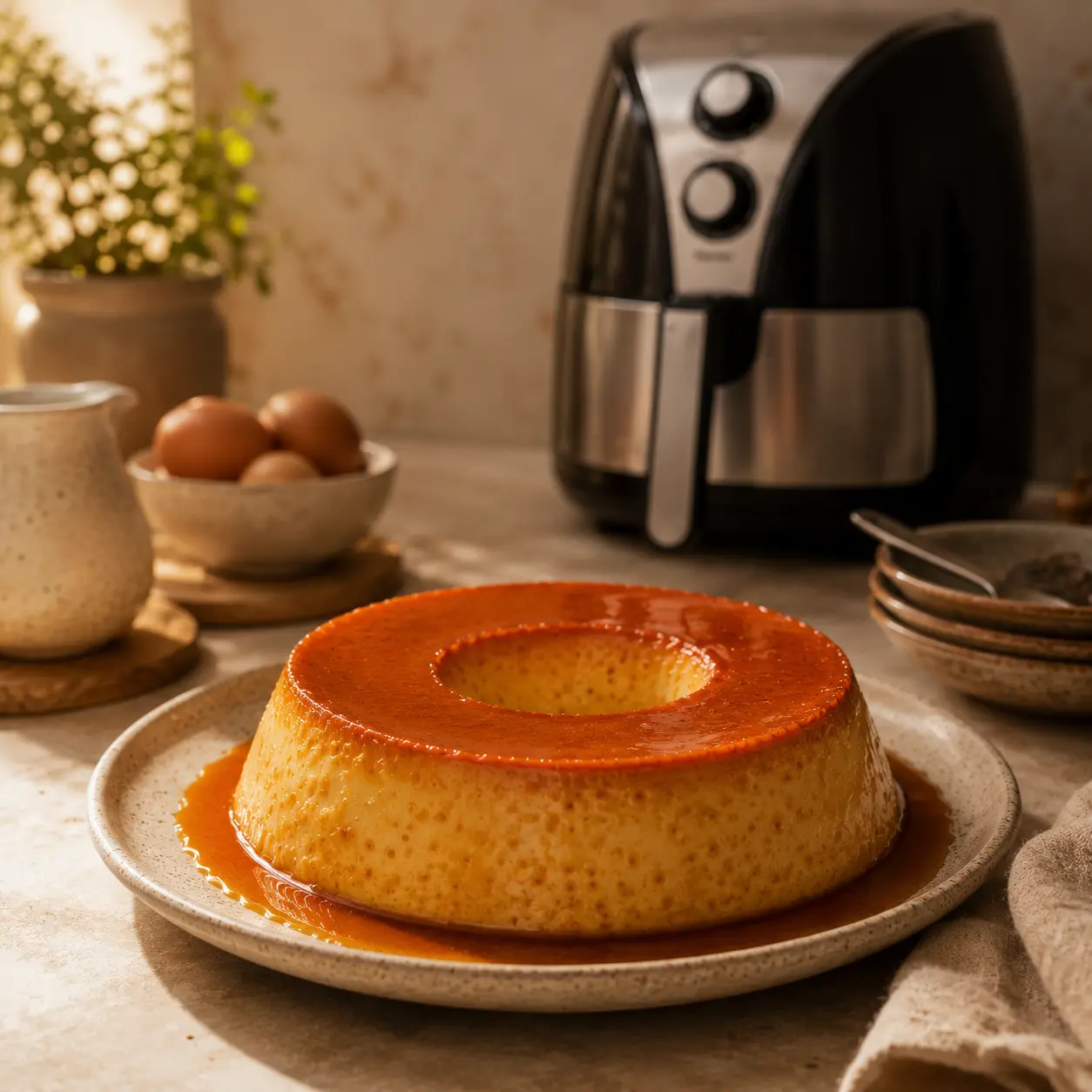 Flan de leche hecho en Air Fryer