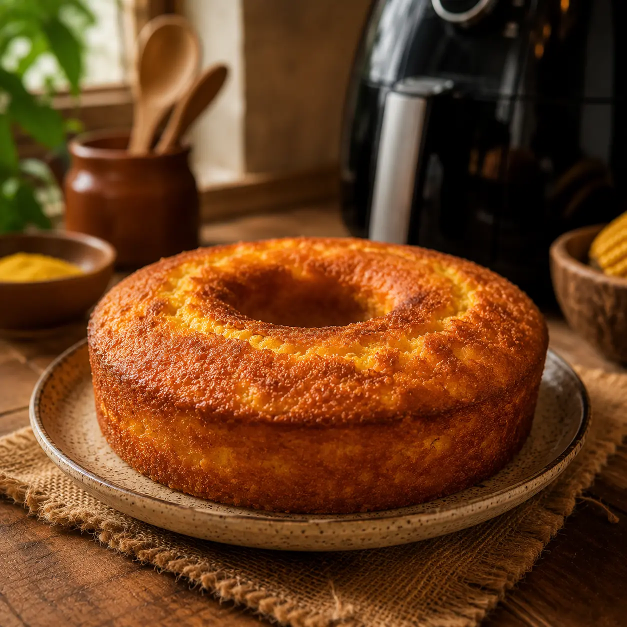 Pan dulce de maíz hecho en Air Fryer